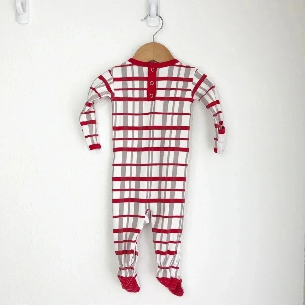 L'ovedbaby footie sleeper red plaid holiday‎ pajamas size 3-6 months
